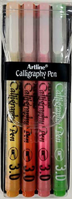 Artline Calligraphy Pen Warm Pastel Marker Set of 4 with Elegant Grip & Safe Ink Calligraphy(Pack of 4, Ink Color - Multicolor)