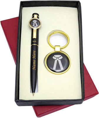 UJJi 2in1 Advocate Gifts with Name Engraved Brass Keychain & Pen Gift Set(Pack of 2, Ink Color - Blue )