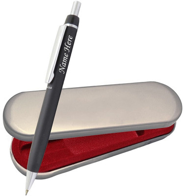 UJJi Name Printed Retractable Mechanism Black Color Metal Ball Pen(Ink Color - Blue )