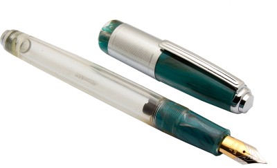 Ledos Oliver 71 HT Teal Blue Demonstrator With Medium Nib & Chrome Trims Fountain Pen(Eyedropper System)