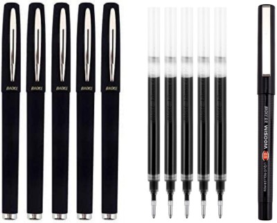 Baoke 1.0mm Black Gel pen Set of 5+Black Reffils 5pcs&Free Baoke 0.5mm Black Signature Gel Pen(Pack of 10, Black)