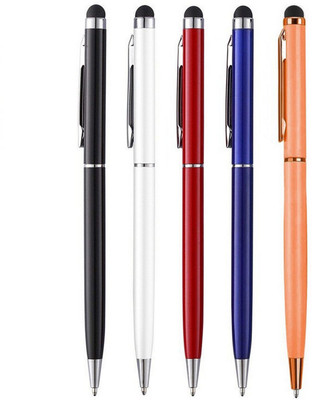UJJi Multi Colour Body Pack of 5 Metal with Stylus for Touch Screen Ball Pen(Pack of 5, Ink Color - Blue )