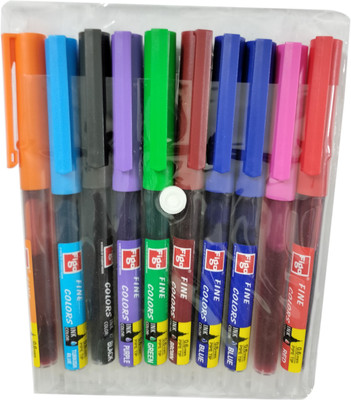 FIGO 10 Vivid Coloured Ink Pen 0.7 Multi-function Pen(Pack of 10, Ink Color - Multi Colours)