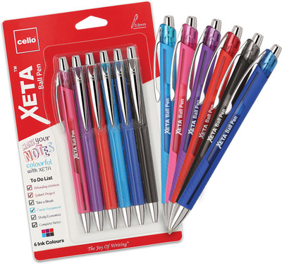 Cello Xeta Ball Pen(Pack of 6, Ink Color - Multicolor)