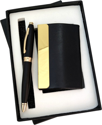 K K CROSI Pen and Credit CardHolder for Gifting  Office Set(Black Gold)