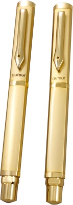 auteur 999 Gold Plated Triangular Luxury Roller Ball Pen and Fountain Ink Pen Pen Gift Set(Pack of 2, Blue)