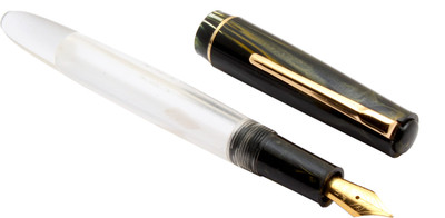 Ledos Click Black Bird Demonstrator Golden Trims Marble Black Cap Acrylic Fountain Pen(Ink Color - Eyedropper System)