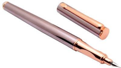 Ledos Yiren 3931 Metallic Gray Rose Gold Trims & Semi Hooded Fine Nib Fountain Pen(converter system)