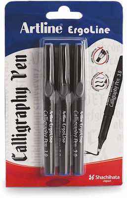 Artline Ergoline Calligraphy(Pack of 3, Ink Color - Blue)