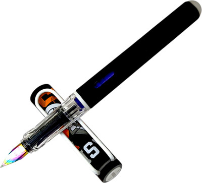 auteur Football Lover Black Fountain Pen With Rainbow Fine Nib & Erasable Ink Cartridge Fountain Pen(Ink Color - Blue)