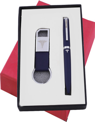 K K CROSI Doctor Logo Pen and Keychain Combo with Name Written on it Ball Pen(Pack of 2, Ink Color - Blue)