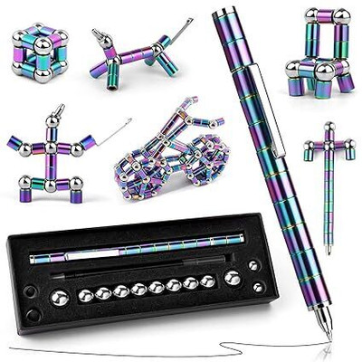 wynyc Magnetic Fidget Pen, Decompression Toy Pen with Magnetic Rings & Steel Ball Pen Multi-function Pen(Ink Color - Multicolor)