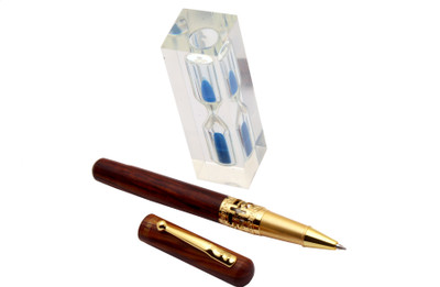 Ledos Stylish Dikawen 8060 Insight Timer Crystal Paper Weight For Desk Roller Ball Pen(Ink Color - Blue Refill)