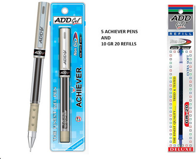 Add Gel ACHIEVER GEL PEN AND GR 20 REFILL Gel Pen(Pack of 15, Ink Color - Blue)