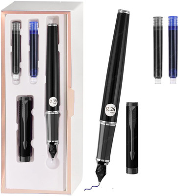 Samvardhan Fountain Pen for Students Iridium Tip Nib Refillable Fountain Pen with 2 Refills Fountain Pen(Pack of 2, Ink Color - Black)