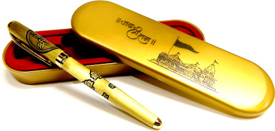 Epraiser Luxury Gift Set Gold Plated Ayodhya Ram Mandir Engraved Pen in Designer Gift Box Roller Ball Pen(Ink Color - Blue)