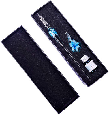 Levin Crystal Glass Dip pen Fountain Pen Ink Holder Set Calligraphy(Ink Color - Multicolor)