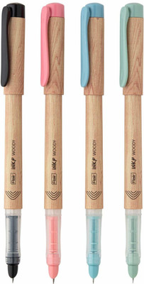 FLAIR Inky Series Woody Fountain Pen(Pack of 4, Ink Color - Blue)