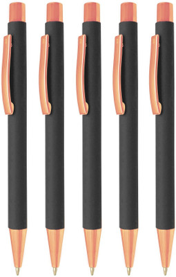 UJJi Click Mechanism Matte Black Rose Gold Clip Ball Pen(Ink Color - Blue )