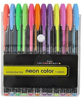 KNAFS 12pcs Gel Color Pen Set Refills Metallic Pastel Neon ( Highlighters) Gel Pen(Ink Color - Multicolor)