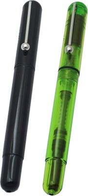 Dikawen Jinhao 09 Black & Transparent Green Colour Light Weight Comfortable Grip Fountain Pen(Pack of 2)