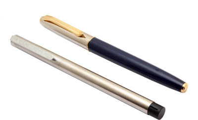 Ledos Set Of Jinhao 65 Stainless Steel & Vsign Stride Fine Nib Fountain Pen(Pack of 2, Ink Color - Converter system)