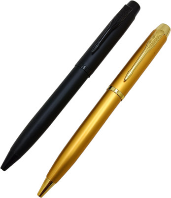 Lestylo Stylish 288 Golden & Matte Black Metal Body Fine Tip Designer Gift Ball Pen(Pack of 2, Ink Color - Blue)