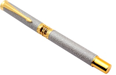 Ledos Luoshi 3217 Matte Silver Rock Finish Metal Body Arrow Clip Roller Ball Pen(Blue Refill)