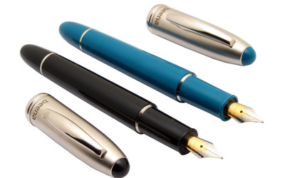 Ledos Set Of 2 Beena Magic Black & Teal Blue Retractable Fountain Pen(Pack of 2, Ink Color - cartridge system)