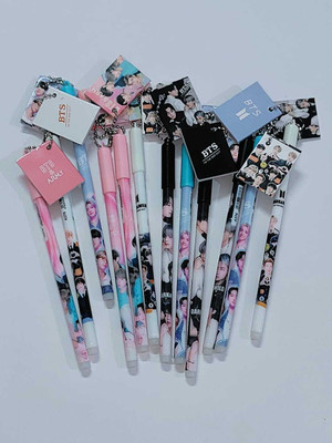 Poohan BTS GEL pen with attached Diary 0.35mm Nib Size 0.5mm Gel Pen(Pack of 12, Ink Color - Blue)