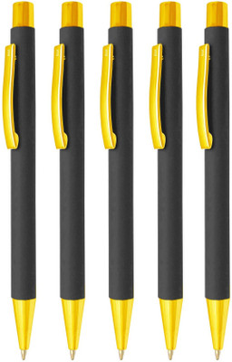 UJJi Click Mechanism Matte Black Gold Clip Ball Pen(Ink Color - Blue )