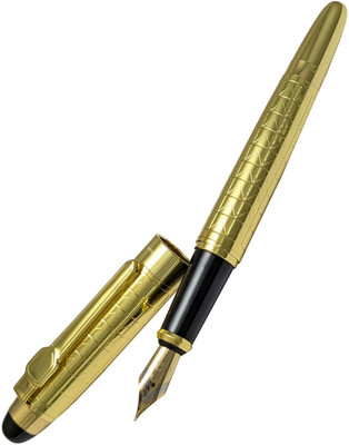 UJJi Gold Plated Body and Fine Nib Fountain Pen(Ink Color - Blue )