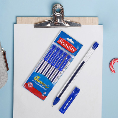 Reynolds Jiffy Gel Pen(Pack of 5, Ink Color - Blue)