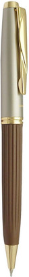 UJJi Line Pattern Brown with Golden Part Ball Pen(Ink Color - Blue)