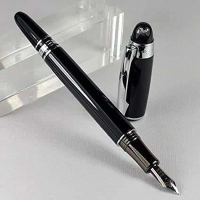 Levin 79 Starwalker Black Fountain Pen with Silver Trim Checked Fountain Pen(Ink Color - Black)