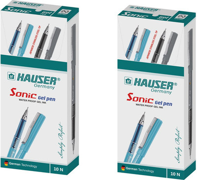 HAUSER Sonic Gel Blue Gel Pen(Pack of 20, Ink Color - Blue)