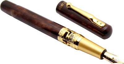 Ledos Dikawen 8060 Brown Wood Metal Body With Medium Nib & Golden Trims Fountain Pen(Converter System)