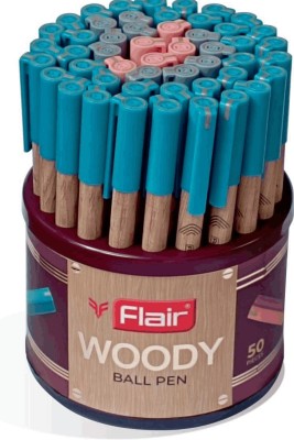 FLAIR Woody Ball Pen(Pack of 50, Ink Color - Blue, Black, Red)