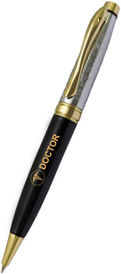 UJJi Doctor Logo Half Design Black with Golden Part Twist Mechanism Ball Pen(Ink Color - Blue )