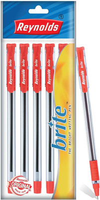 Reynolds Jiffy Gel Pen(Pack of 5, Ink Color - Red)
