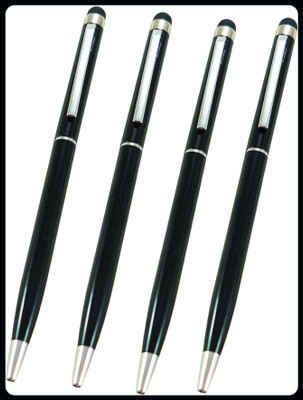 auteur Set Of 4 Black Color Slim Metal Body Designer Fine Tip With Stylus Gift Ball Pen