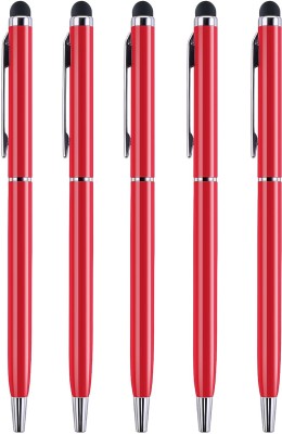 K K CROSI Sleek Design Pack of 5pcs Red Colour Metal Pen with Stylus for Touch Screen Multi-function Pen(Pack of 5, Blue Ink)