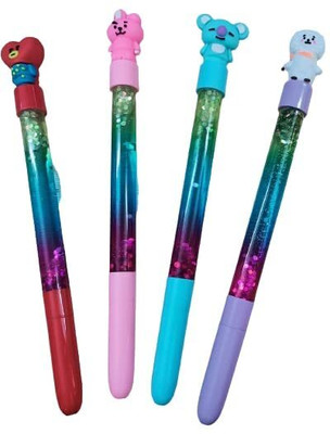 PSAHG BTS Glitter Water Gel Pens (Random design) Gel Pen(Pack of 4, Ink Color - Blue)