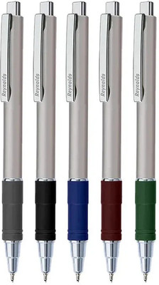 Reynolds Jetter Metallic FX Ball Pen | Premium Smooth Writing Pen with Soft Grip Ball Pen(Pack of 5, Ink Color - Blue)