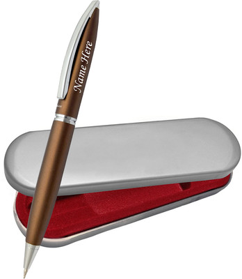 UJJi Coffee Brown Colour Metal Pen with Chrome Part Ball Pen(Ink Color - Blue )