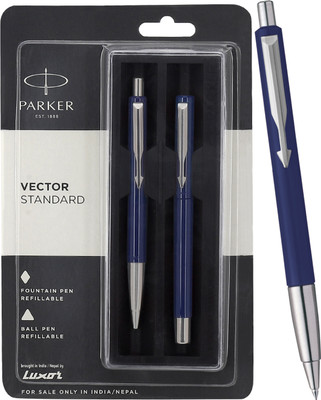 PARKER vector standard fountain pen + ball pen Pen Gift Set(Pack of 2, Ink Color - Blue)