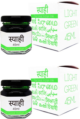 Syahi - The Great Indian Ink - Fountain, Calligraphy, Dip pen, v7 v5 Trimax ink Ink Bottle(Pack of 2, Ink Color - Dual Light Green)