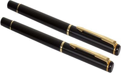 Lestylo Premium 801 Black Color Set of 2 Metal Body Executive Gift Collection Roller Ball Pen(Pack of 2, Blue)