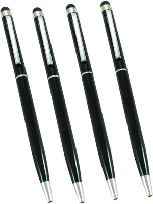 auteur Set Of 4 Black Color Slim Metal Body Designer Fine Tip With Stylus Gift Ball Pen