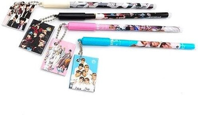shyam traders BTS Erasable Pen With Diary Attached| Best gift for BTS lover | Pack Of 4| Ball Pen(Pack of 4, Ink Color - Blue)